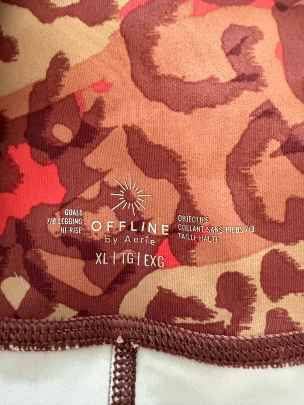 Aerie Offline Goals 7/8 High Rise Animal Print Red Brown Leggings - size XL - Picture 2 of 3